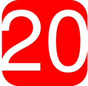 Red Rounded Square With Number 20 Clip Art
