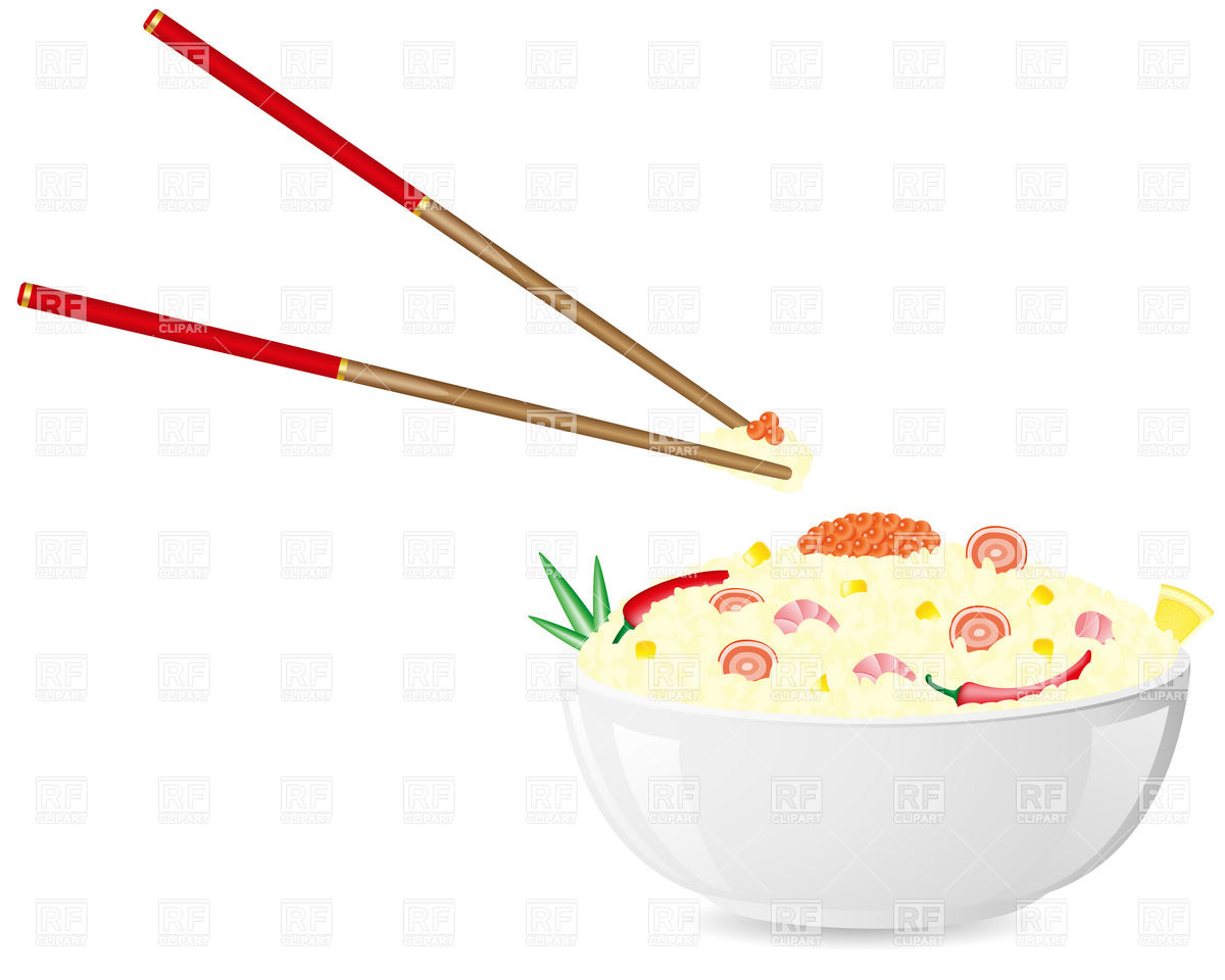 Rice With Seafood And Chopsticks Download Royalty Free Vector Clipart