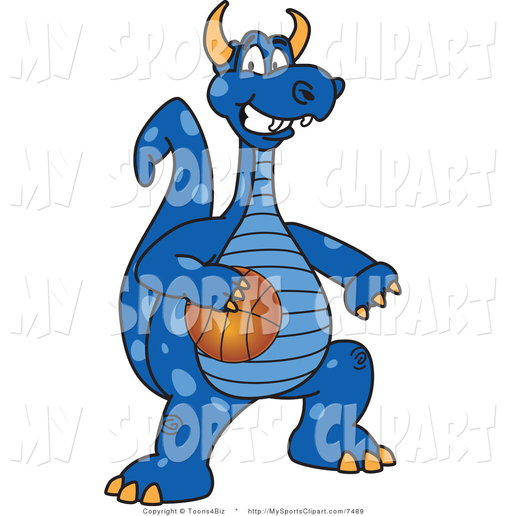 Sports Clip Art Of A Dragon Mascot Playing Basketball By Toons4biz