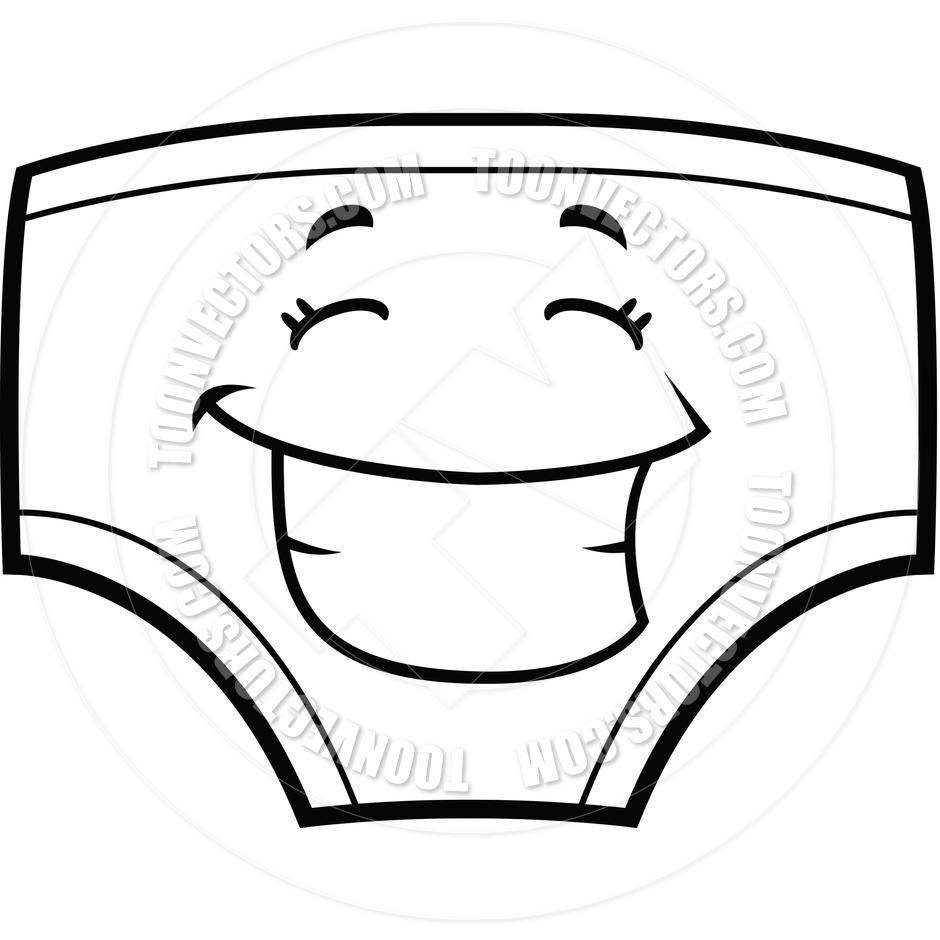 Underwear Smiling  Black And White Line Art  By Cory Thoman   Toon
