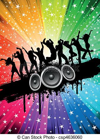 Vector Clipart Of Grunge Party Background   Silhouettes Of People