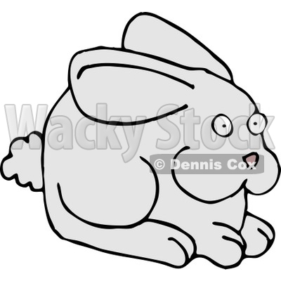 Alert Gray Bunny With A Puffy Tail And Pink Nose Clipart Illustration