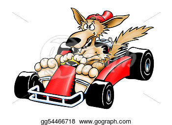       Bad Cartoon Wolf Racing In A Red Kart  Clipart Drawing Gg54466718