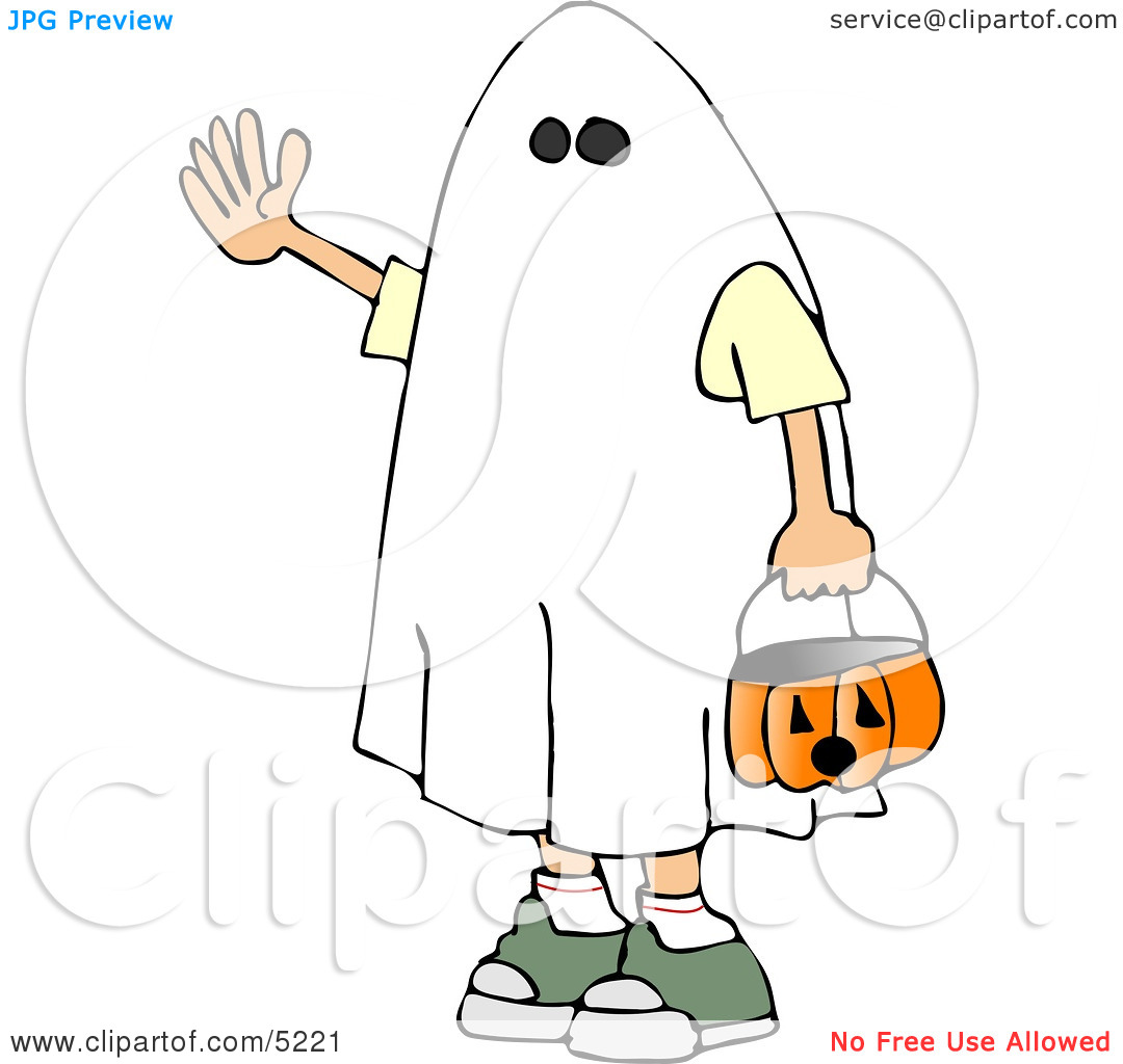 Boy Wearing Halloween Ghost Costume Clipart By Dennis Cox  5221