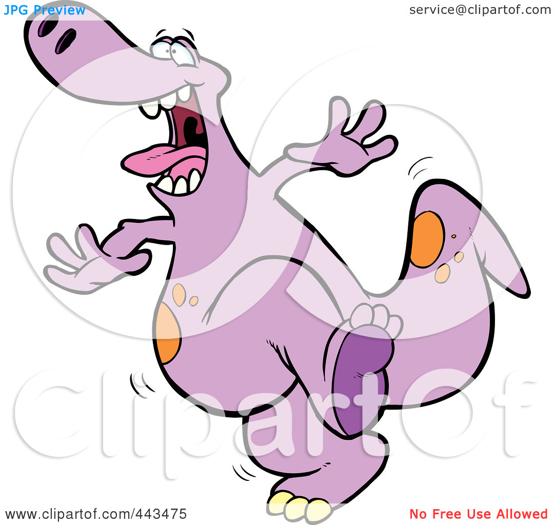 Clip Art Illustration Of A Cartoon Dancing Dinosaur By Ron Leishman