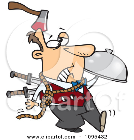 Clipart Cartoon Murder Mystery Server Man With An Axe In His Head And