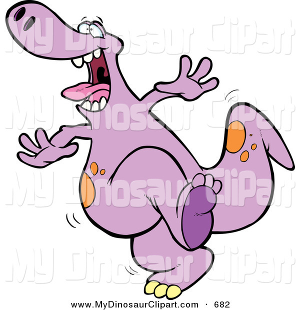 Clipart Of A Cartoon Dancing Dinosaur Dancing On White By Ron Leishman