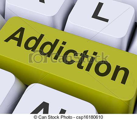 Clipart Of Addiction Key Means Obsession   Addiction Key On Keyboard