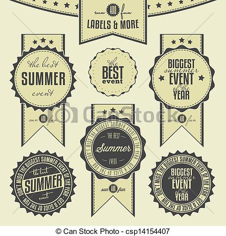 Clipart Of Set Of Vintage Summer Themed Labels   Collection Of Summer