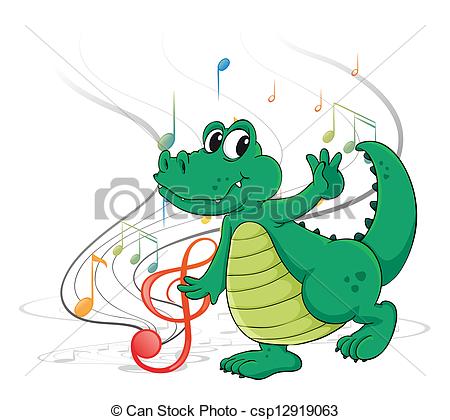 Dancing Dinosaur On A    Csp12919063   Search Clipart Illustration