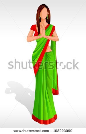 Editable Vector Illustration Of Indian Lady Greeting   Stock Vector