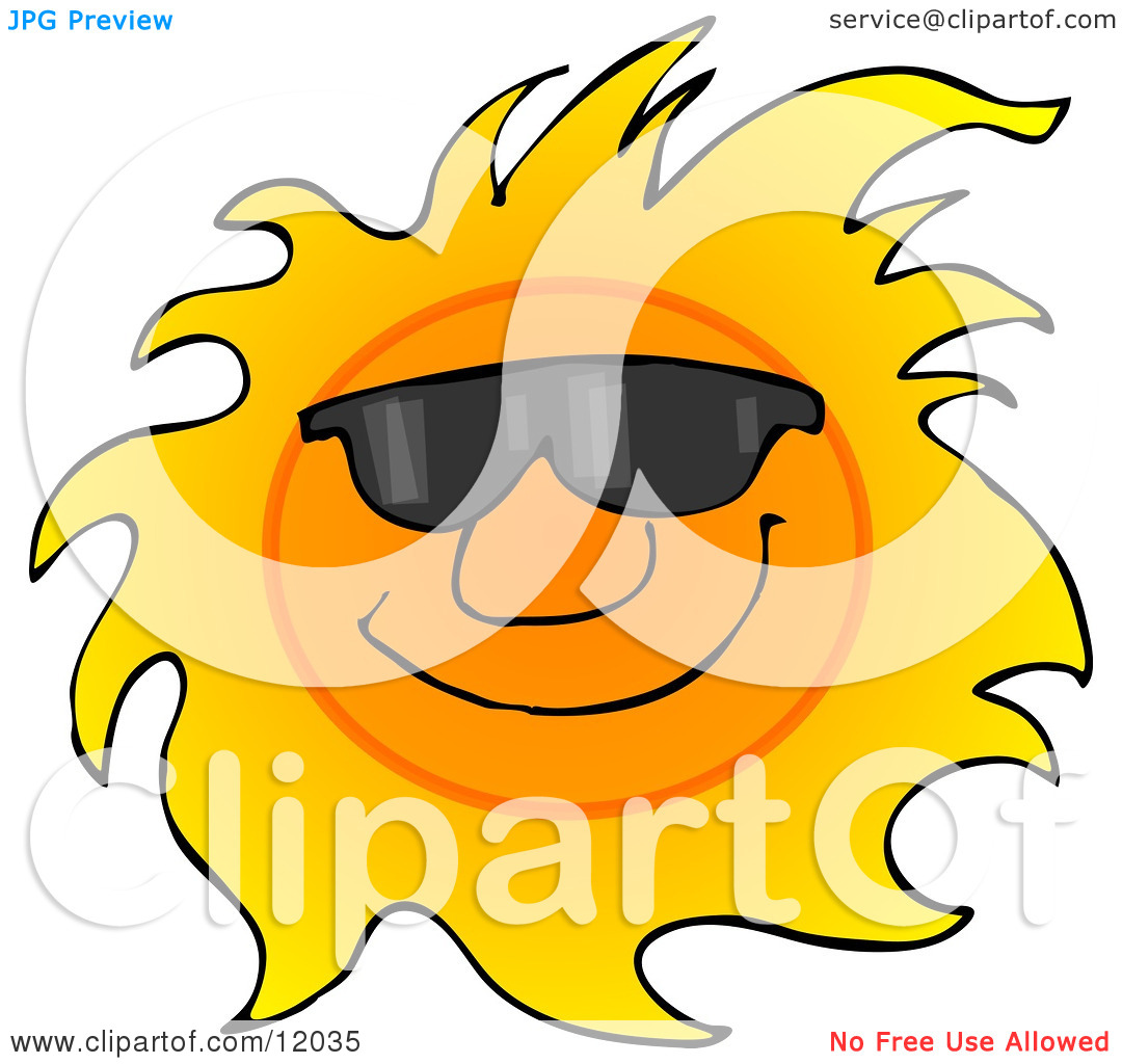 Happy Sun Wearing Shades Cartoon Clipart By Djart  12035