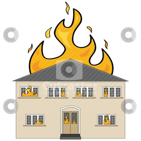 House On Fire Stock Vector Clipart Cartoon Illustration Showing A Two