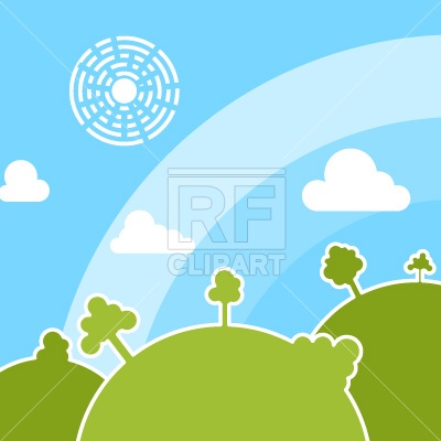 Landscape With Rainbow Plants And Animals Download Free Vector Clip