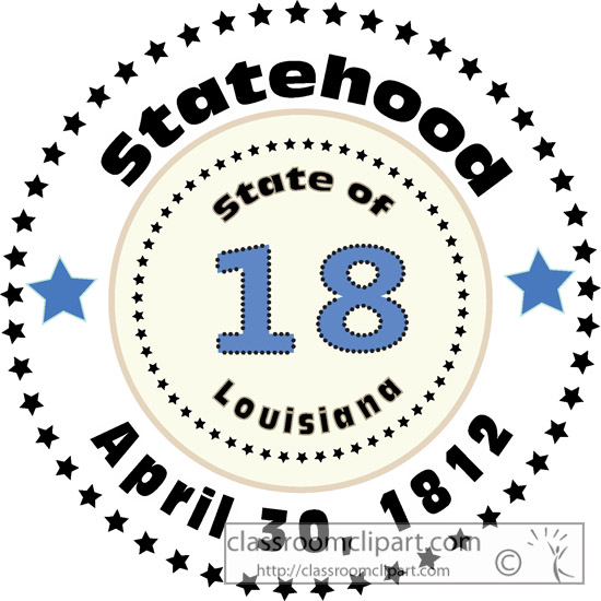 Louisiana   18 Statehood Louisiana 1812 Outline   Classroom Clipart