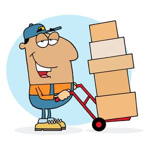 Mover Clipart Image  Moving Man Worker With Boxes On A Dolly
