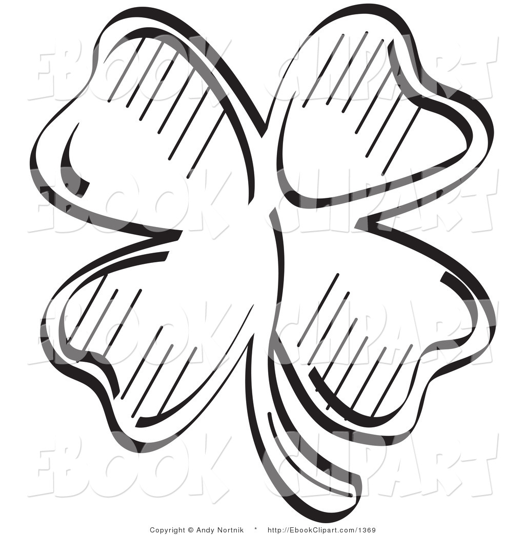     Of A Lucky Clover With Four Leaves Black And White By Andy Nortnik