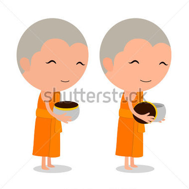 Source File Browse   Religion   Cartoon Thai Monk Receive Food