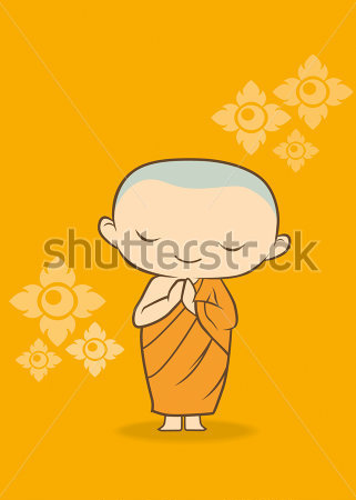 Source File Browse   The Arts   Cartoon Thai Monk Yellow Background