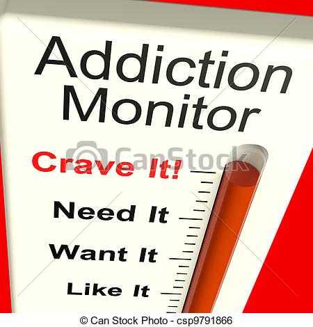 Stock Illustration Of Addiction Monitor Shows Craving And Substance