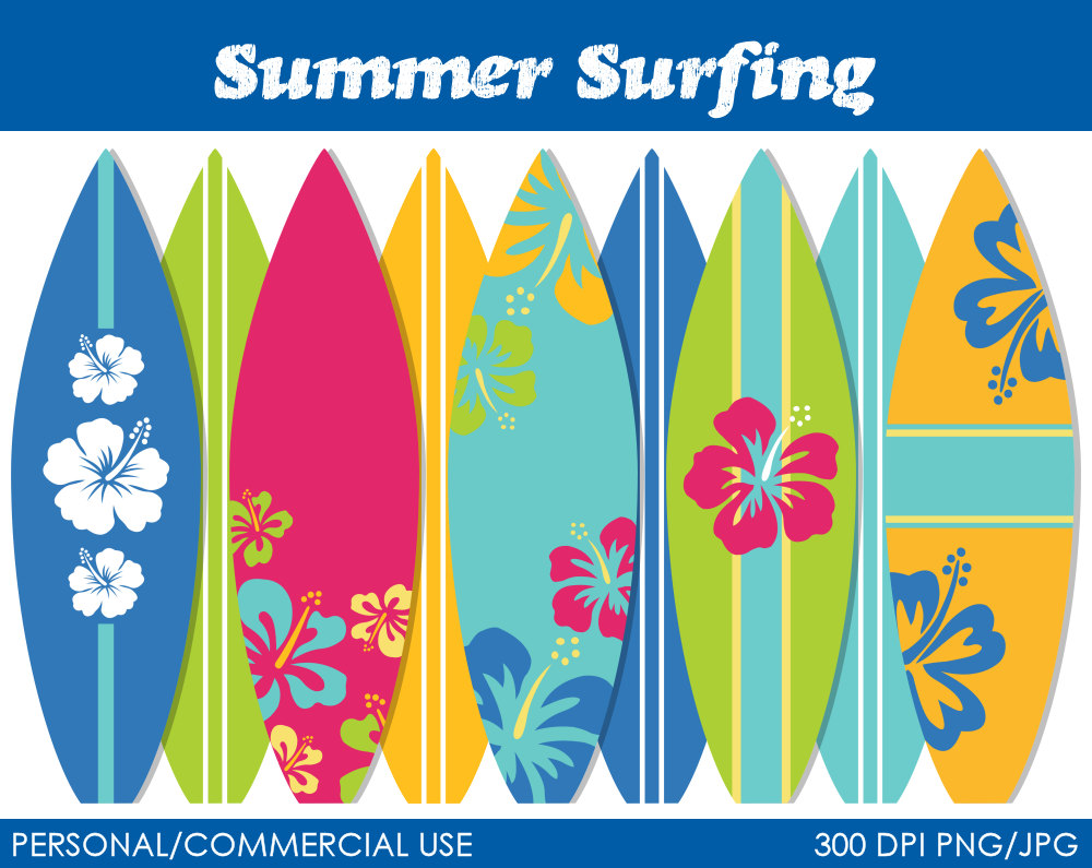 Summer Surfing Clipart Digital Clip Art Graphics By Mareetruelove