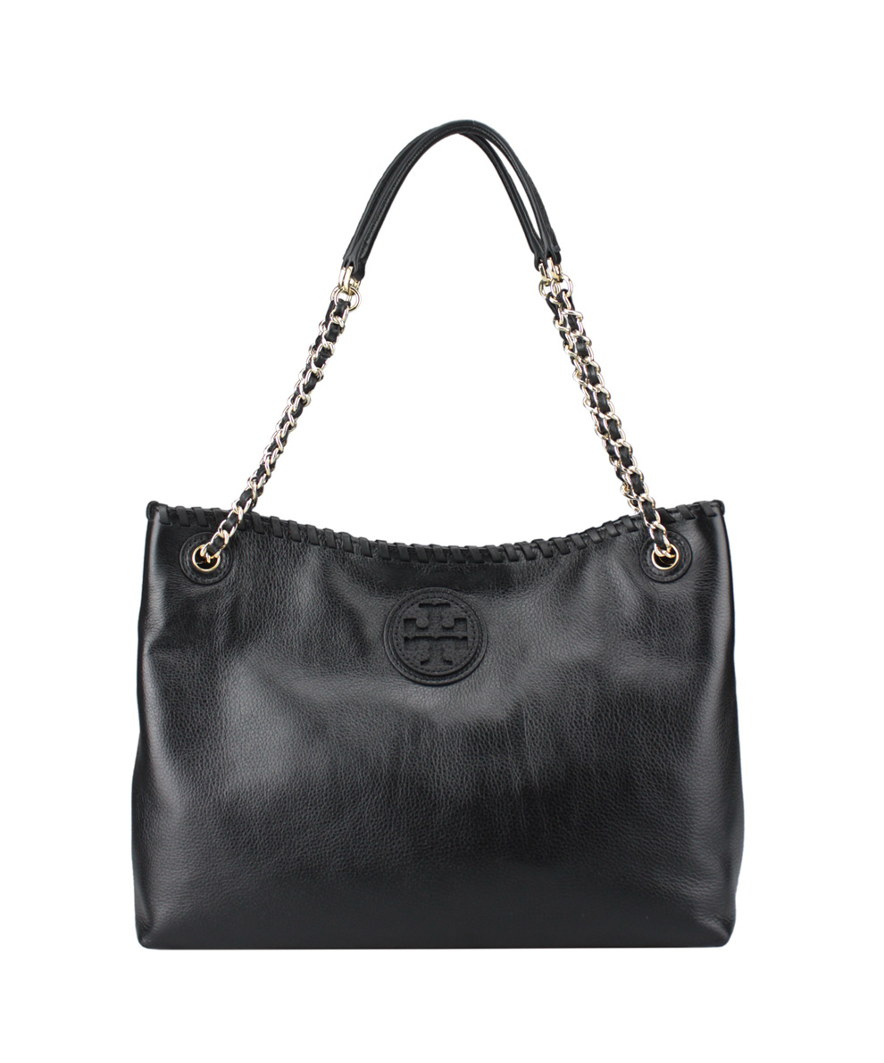 Tory Burch   Black Leathered Marion Slouchy Tote Bag   Lyst