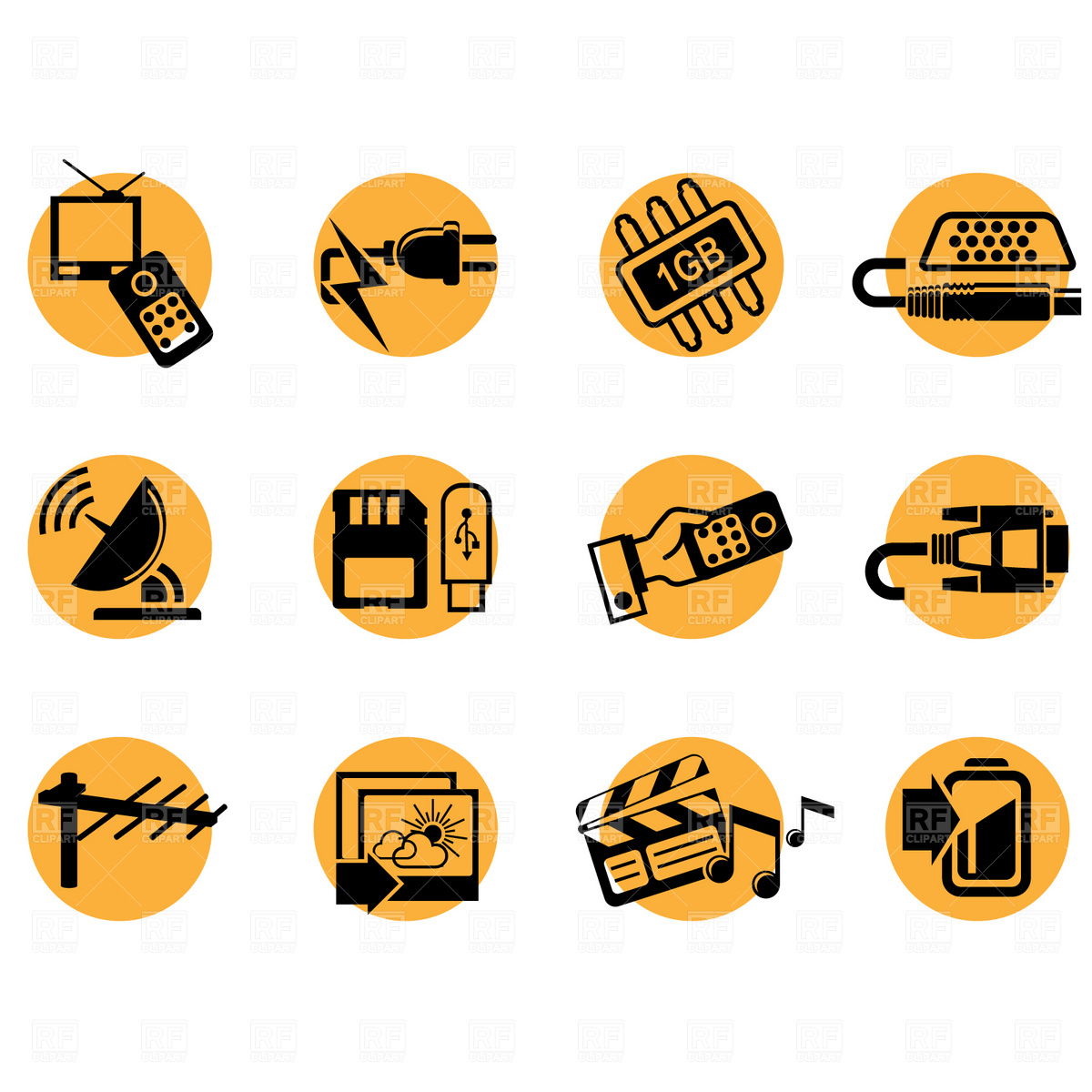 Tv And Home Theater Icons Download Royalty Free Vector Clipart  Eps
