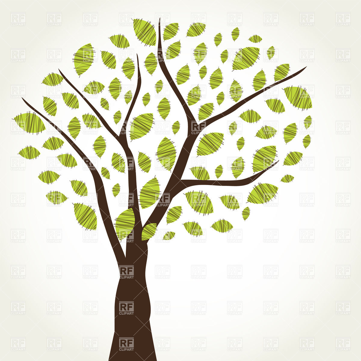 Vector Illustration Of Beautiful Spring Tree In White And Black Colors