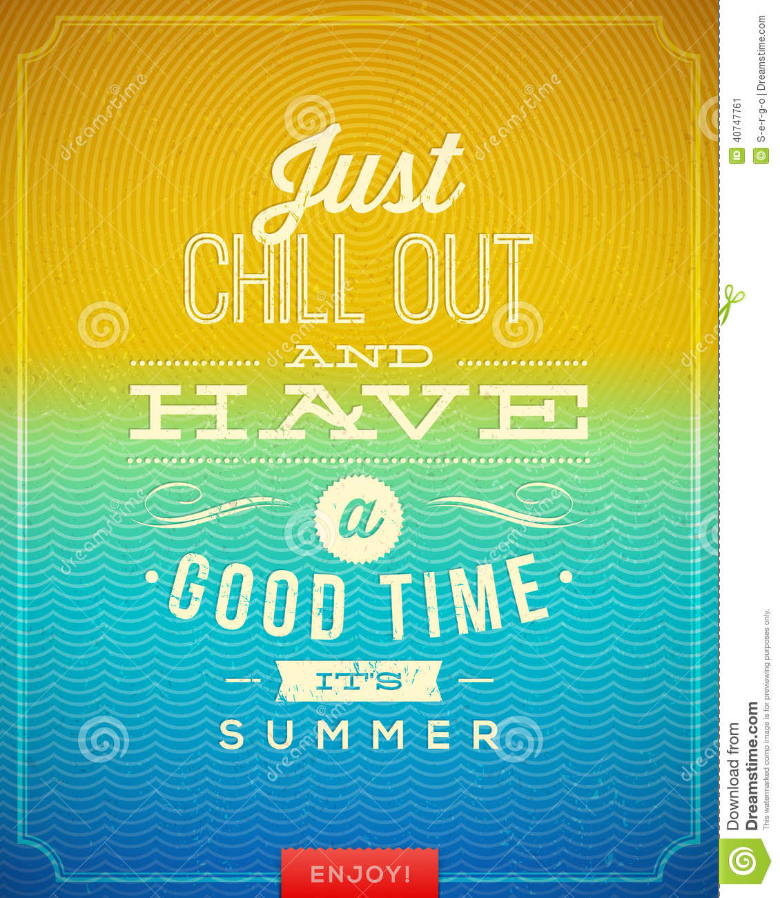 Vintage Poster With Summer Vacation Quote Stock Vector   Image