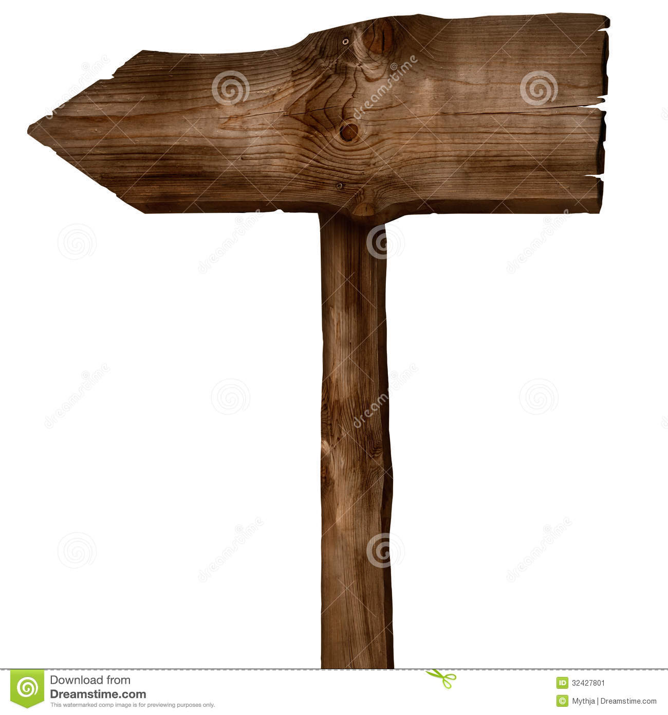 Wooden Sign Arrow Isolated On White  Wood Old Planks Sign