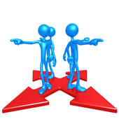 At The Crossroads Pointing Different Directions   Clipart Graphic