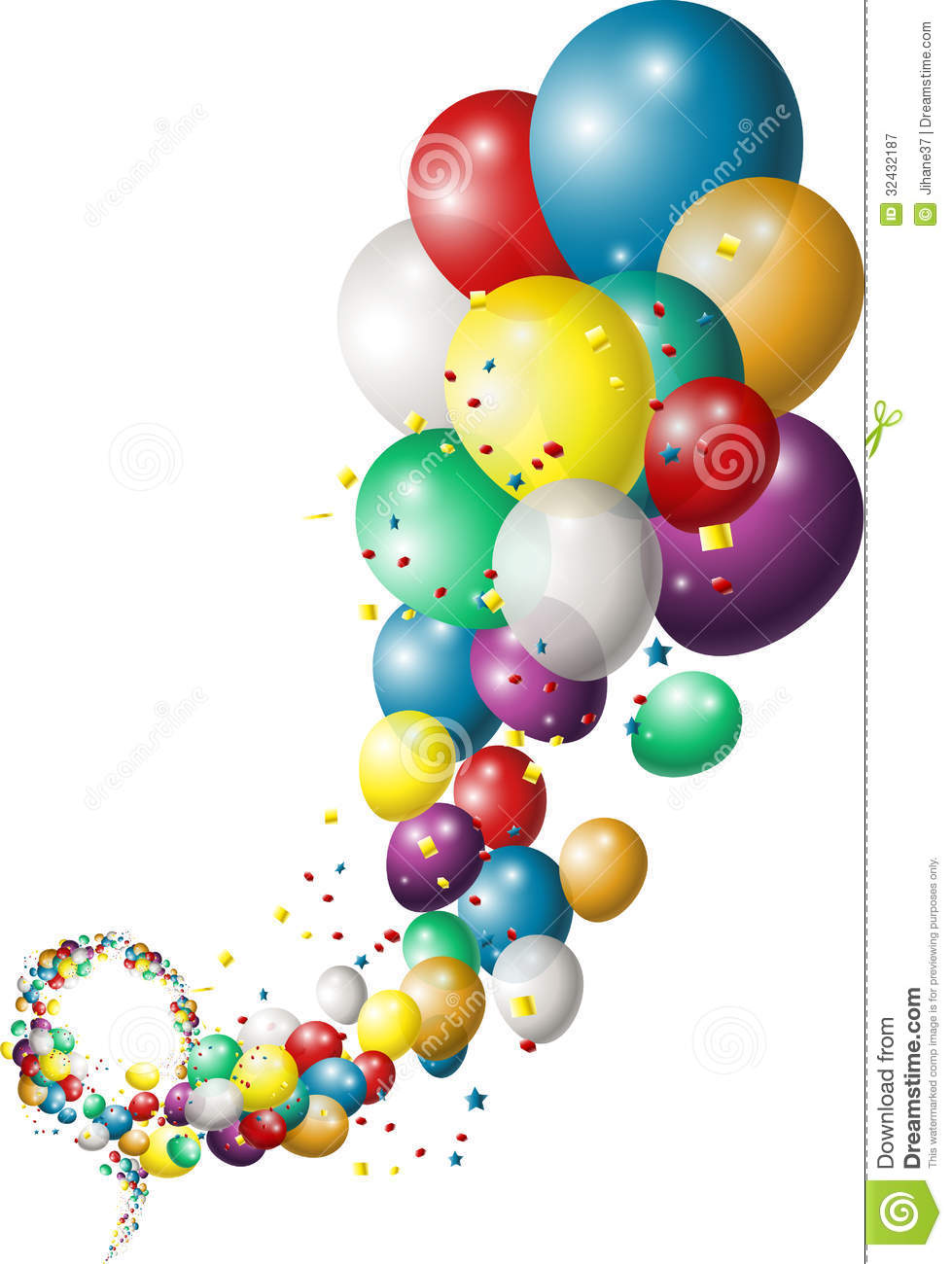 Background Balloons Birthday Blue Border Bunch Carnival Clipart Pic