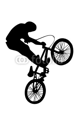 Bmx Rider Cyclist Silhouette Isolated On White By Booblgum Royalty
