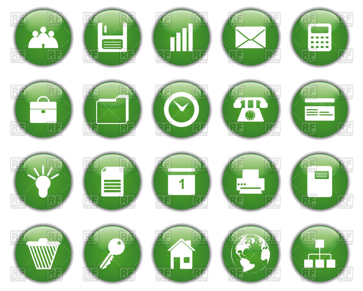 Business And Office Green Icons 87638 Download Royalty Free Vector    