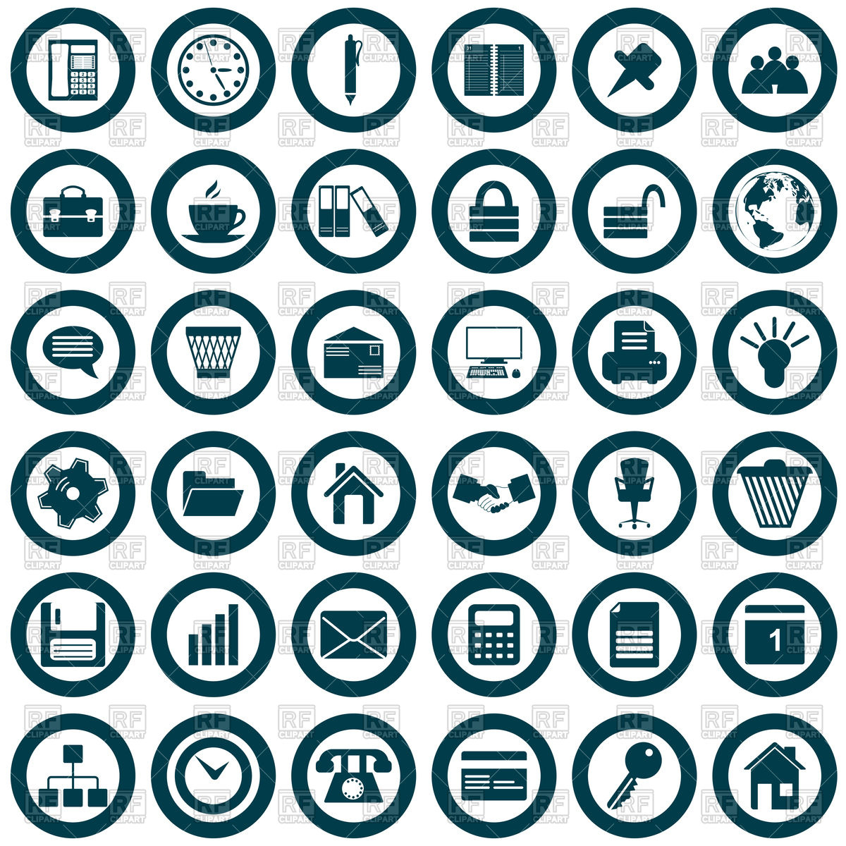 Business And Office Icons 87593 Download Royalty Free Vector Clipart    
