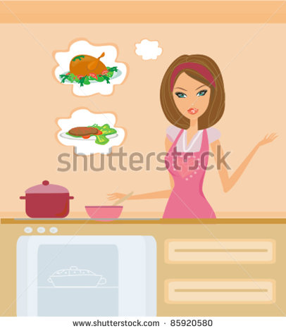 Cartoon Lunch Lady Serving Food On A Cafeteria Tray Clip Art Image