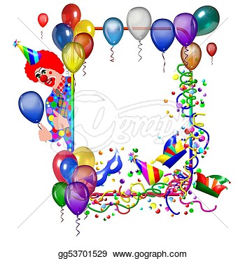 Clipart   Carnival Party Frame With Balloons  Stock Illustration