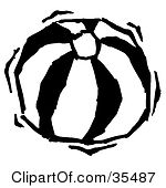 Clipart Illustration Of A Bouncy Black And White Beach Ball By Andy