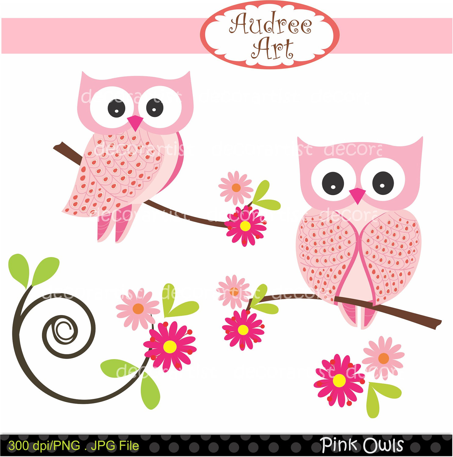 Digital Clip Art For All Use Pink Owls