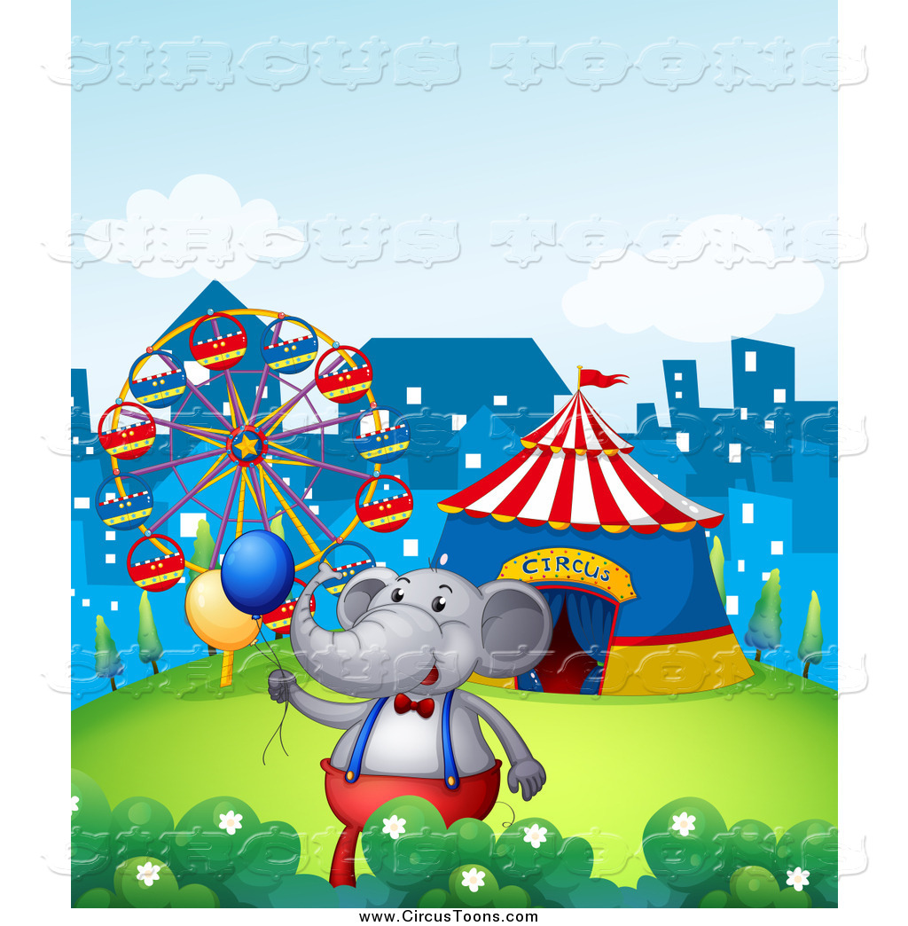 Larger Preview  Circus Clipart Of A Carnival Elephant With Balloons By    
