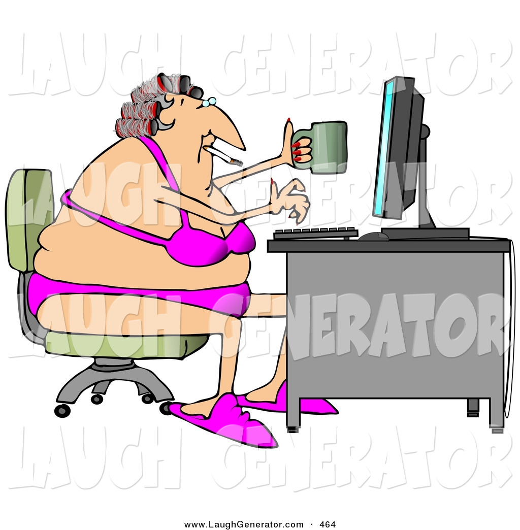 Larger Preview  Humorous Clip Art Of A Fat White Woman In Her Bra And