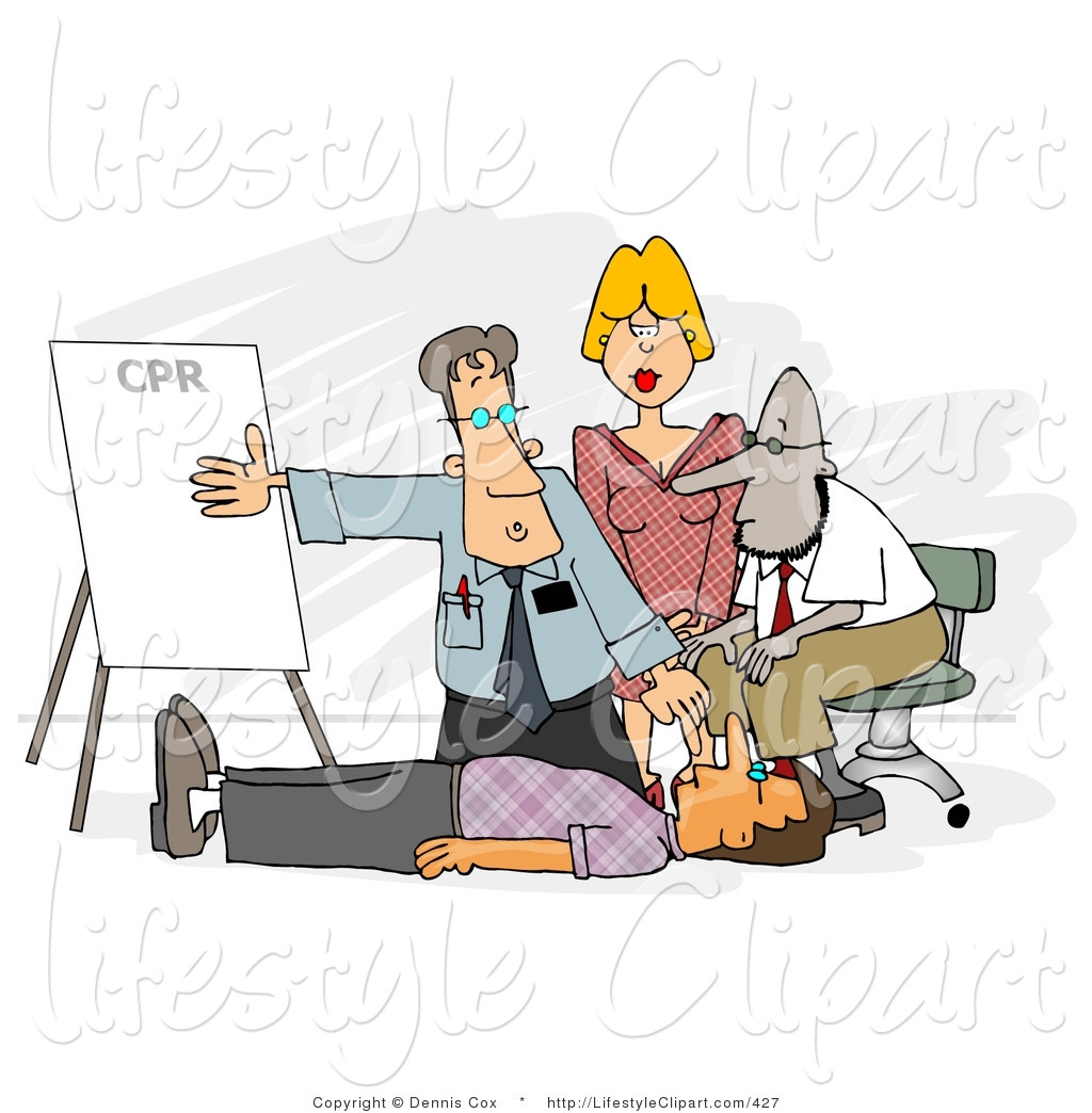 Lifestyle Clipart Of A Doctor Teaching Cpr To Hospital Employees By