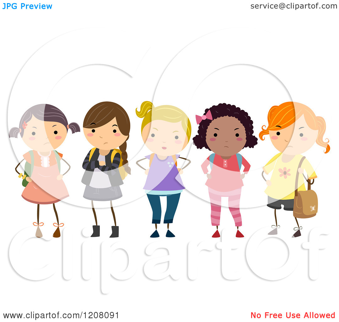 Of A Diverse Group Of Bully School Girls   Royalty Free Vector Clipart