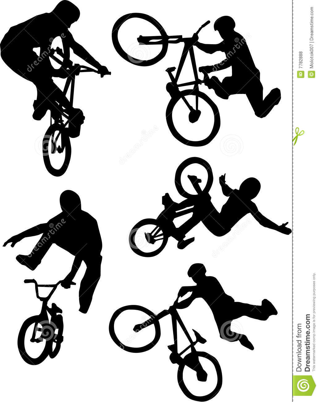 Silhouette Of Bmx Riders On A White Background  Vector Illustration