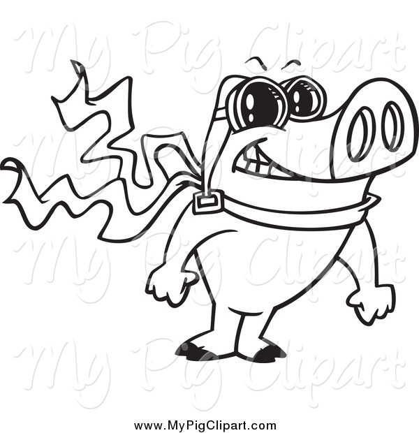 Swine Clipart Of A Black And White Pilot Pig By Ron Leishman    726