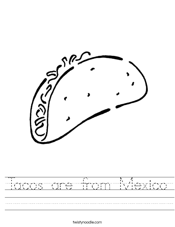 Taco Outline Tacos Are From Mexico