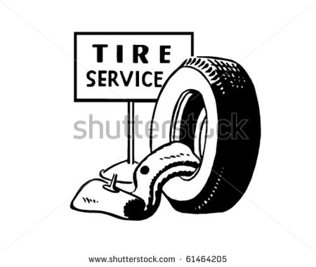 Tire Service   Ad Header   Retro Clip Art   Stock Vector