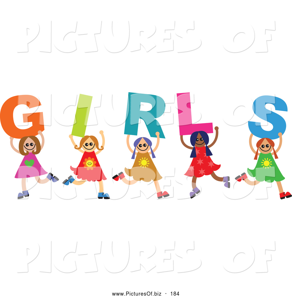 Vector Clipart Of A Diverse Group Of Children Kids Spelling Girls By    