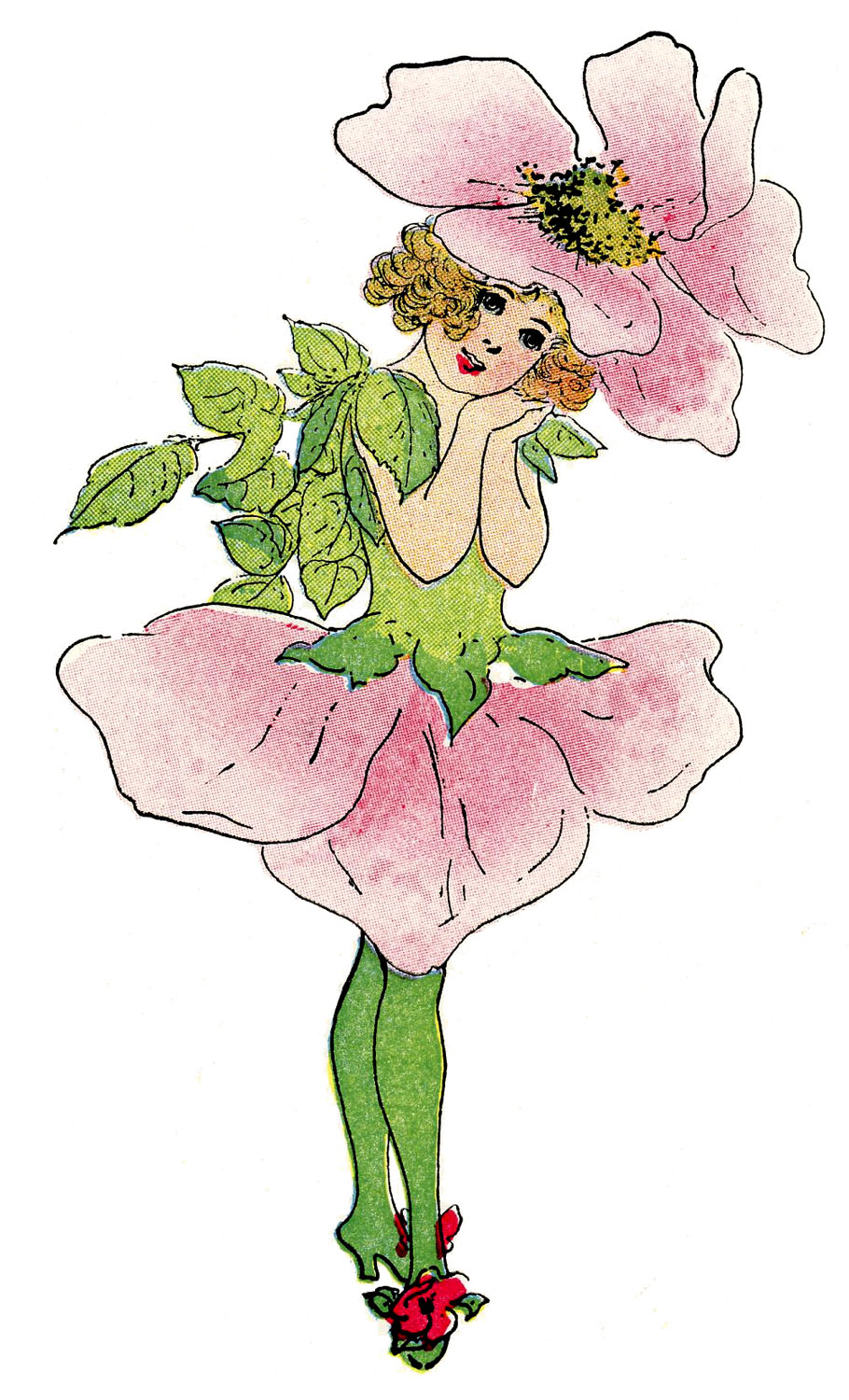 Vintage Fairy Image   Rose Flower Girl   The Graphics Fairy