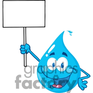 12862 Rf Clipart Illustration Happy Water Drop Character Holding Up A